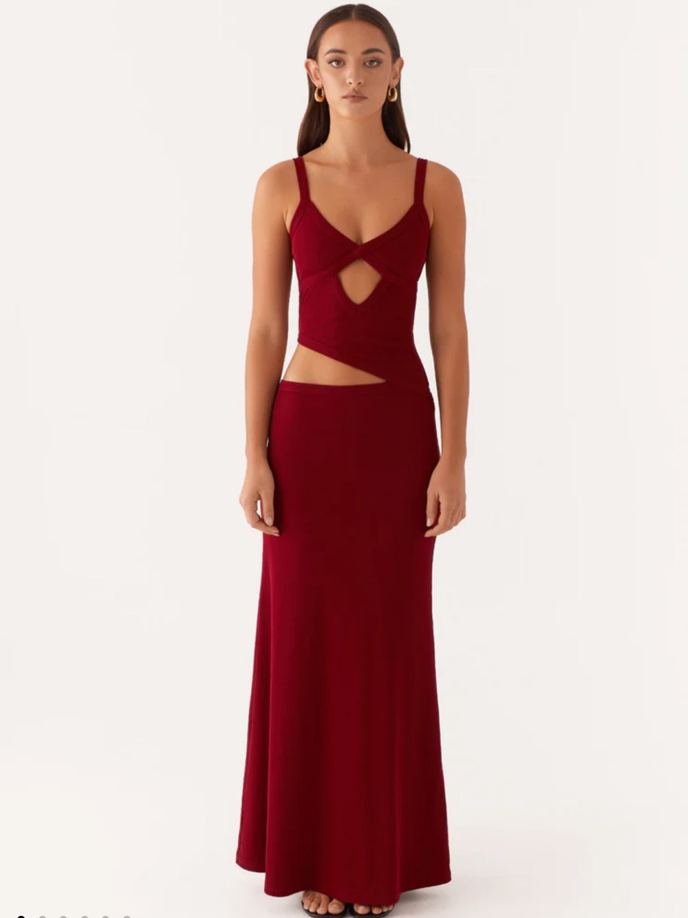 Peppermayo Red Maxi Dress with Cutout Detail